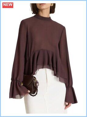 Women's Chiffon Blouse Ruffle High Low Asymmetrical Tie Back Dressy Casual Top